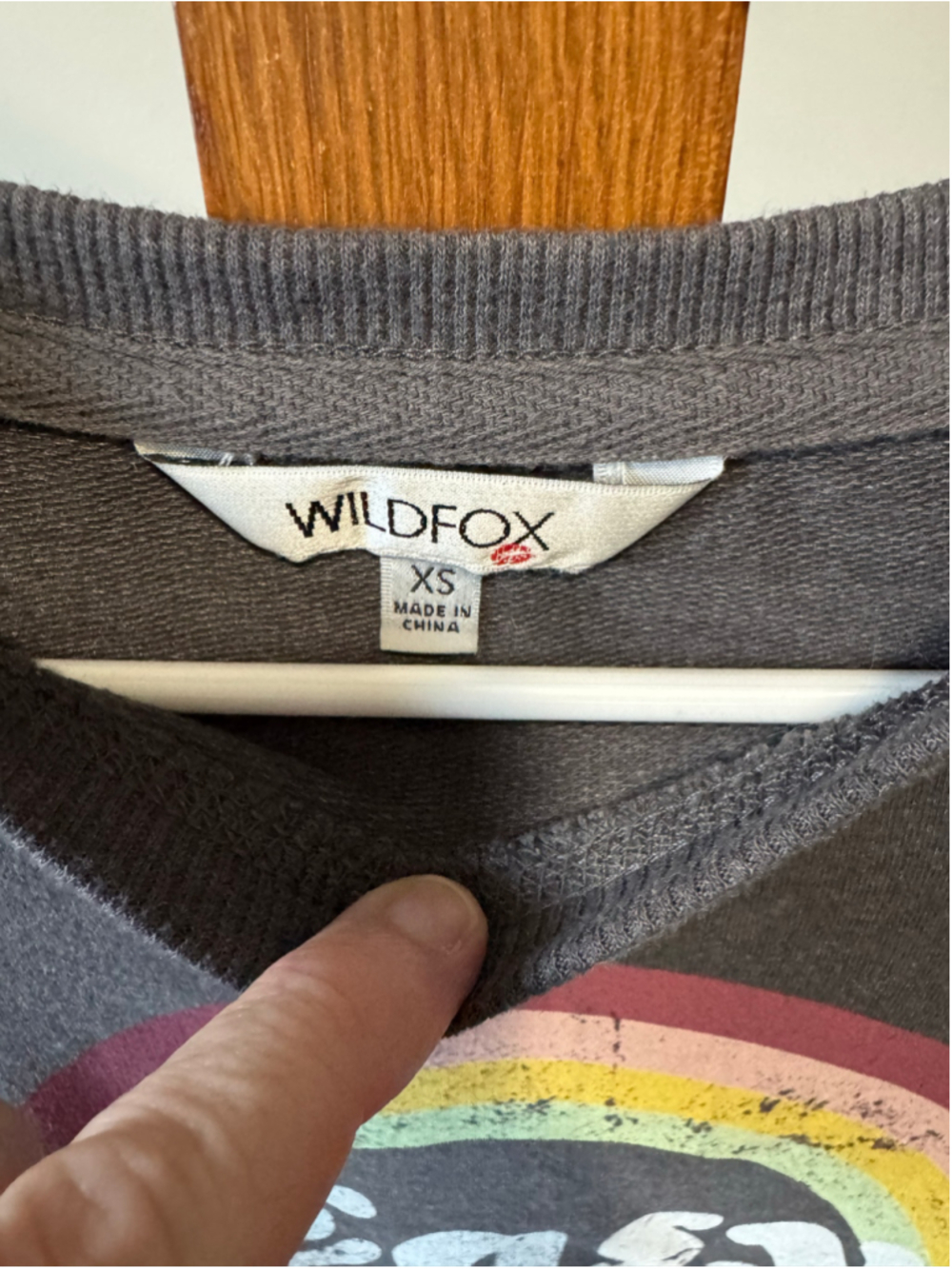 Women's Wildfox Easy Does It Rainbow Sweatshirt XS Charcoal Grey - Picture 4 of 8